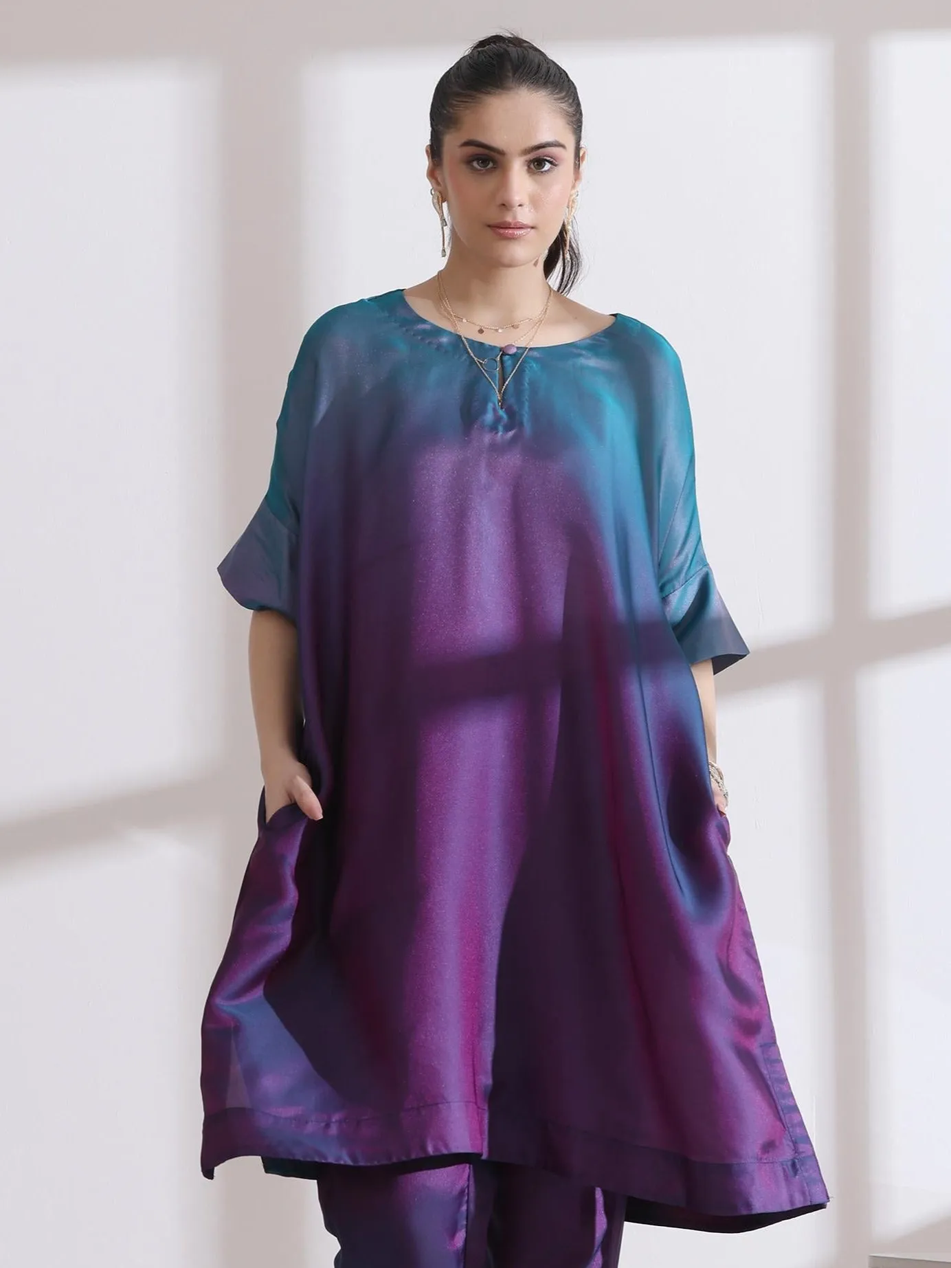 1 Pc - Rarity Soft Chiffon Satin Ombre Easy Kurta