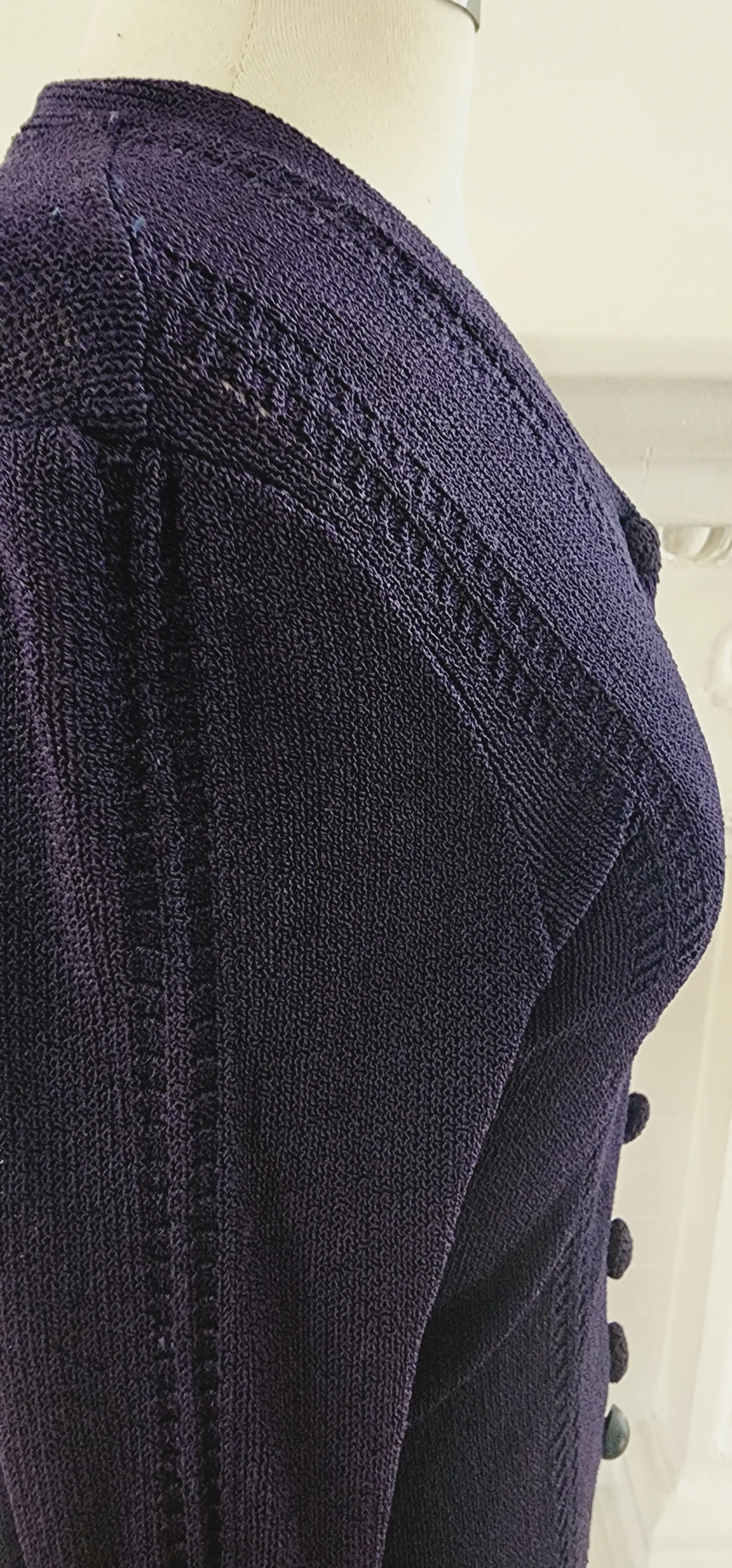 1930s Navy Blue Handknit Cardigan Sunday Night Knits by Marinette / S