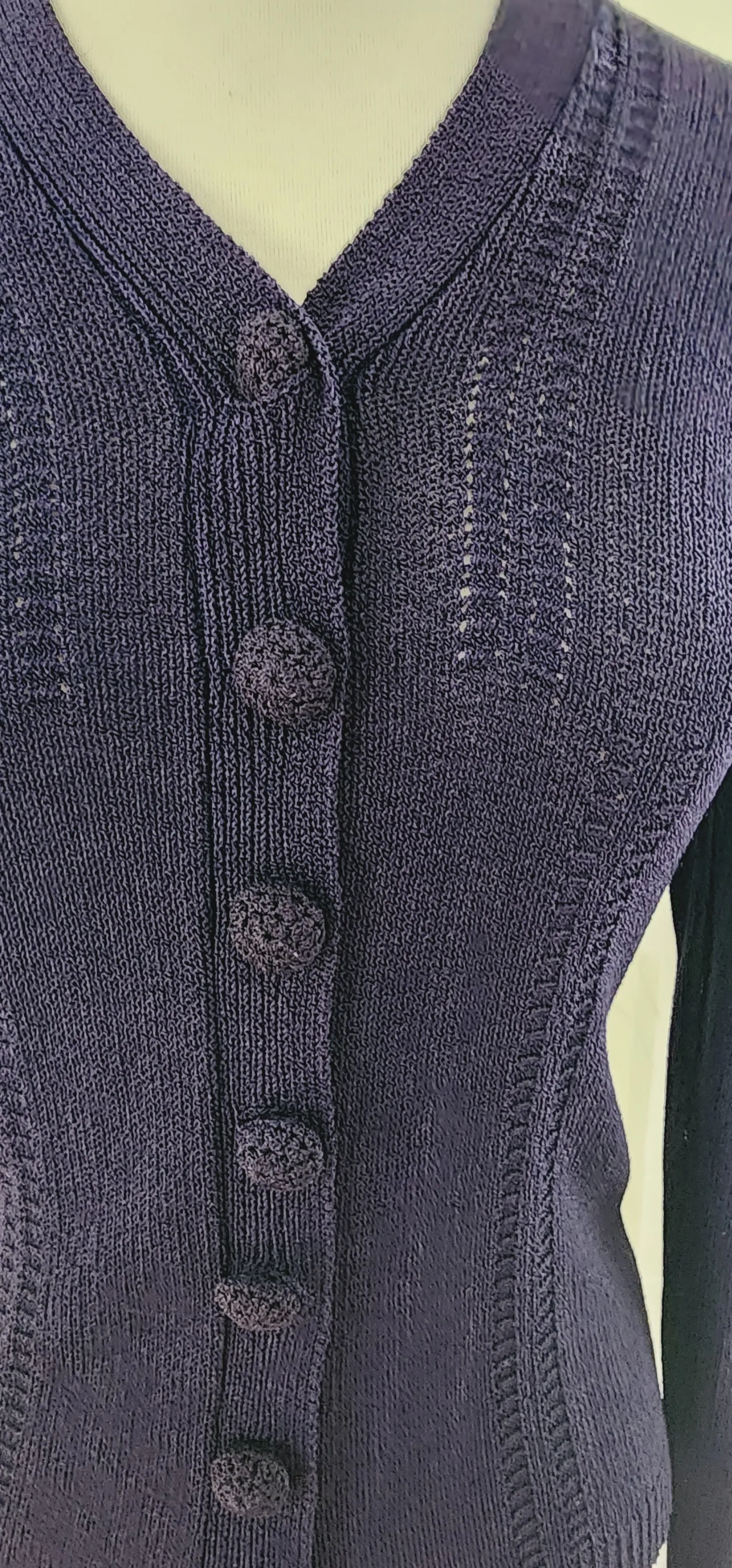 1930s Navy Blue Handknit Cardigan Sunday Night Knits by Marinette / S
