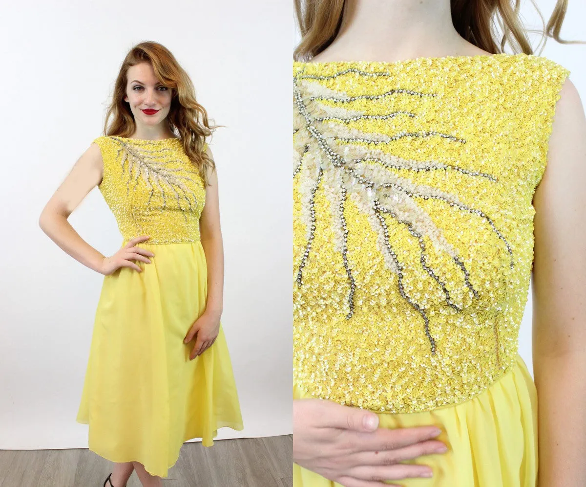 1960s DEMI COUTURE Mr Blackwell Custom sequin rhinestones dress small | new winter