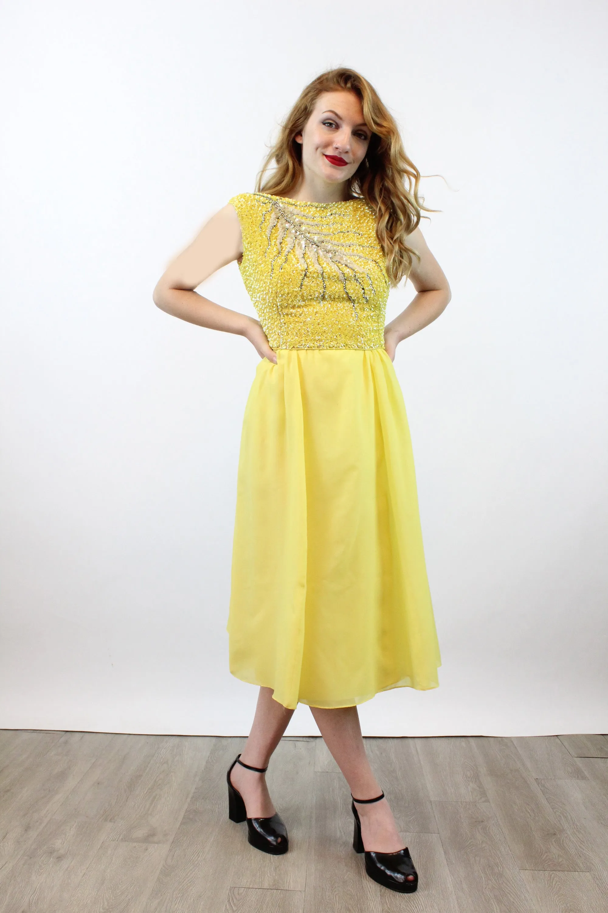 1960s DEMI COUTURE Mr Blackwell Custom sequin rhinestones dress small | new winter
