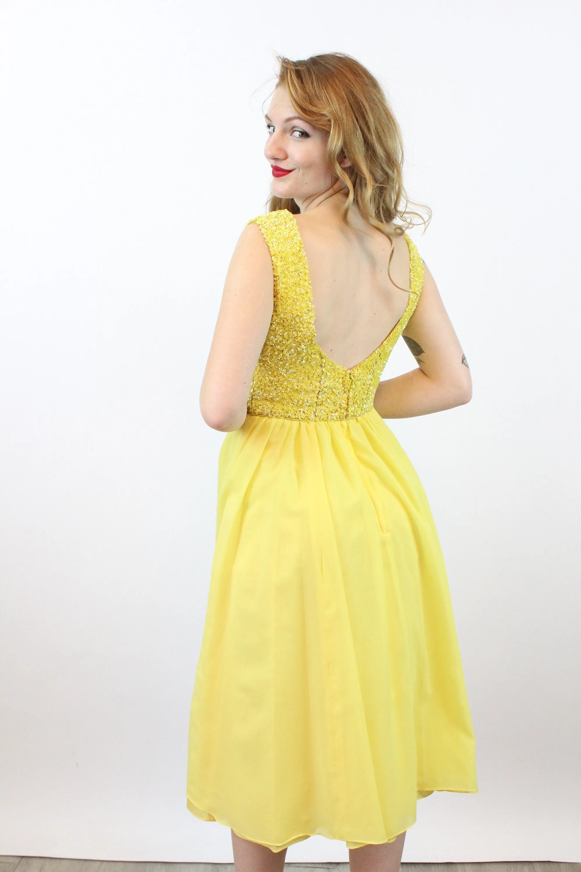 1960s DEMI COUTURE Mr Blackwell Custom sequin rhinestones dress small | new winter