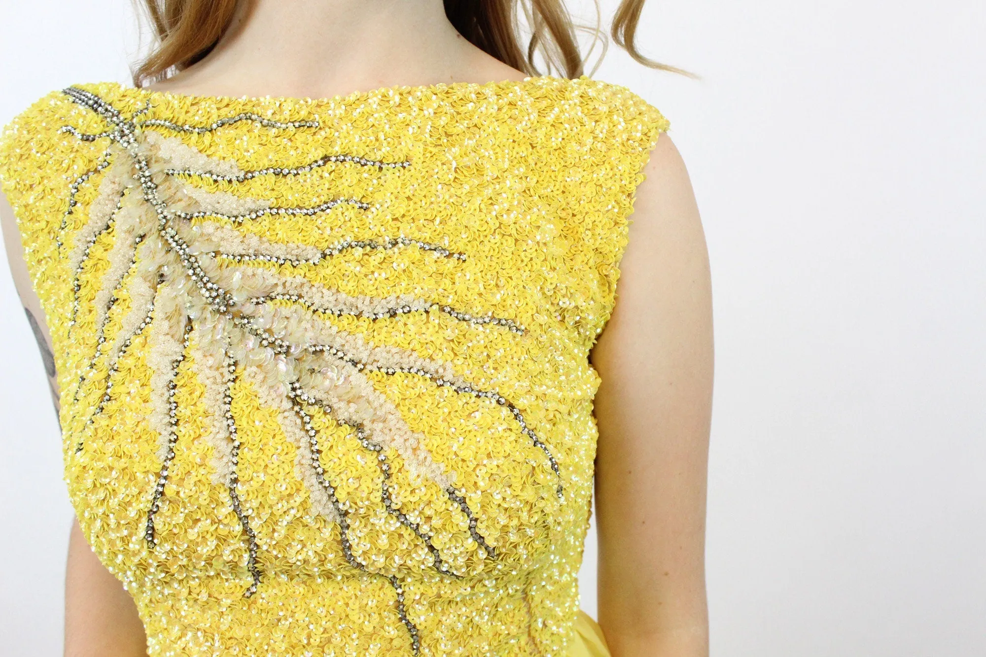 1960s DEMI COUTURE Mr Blackwell Custom sequin rhinestones dress small | new winter