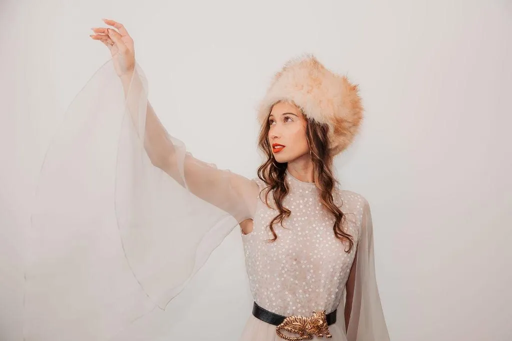 1970s LILLI DIAMOND angel sleeve sequin gown xs | new fall winter