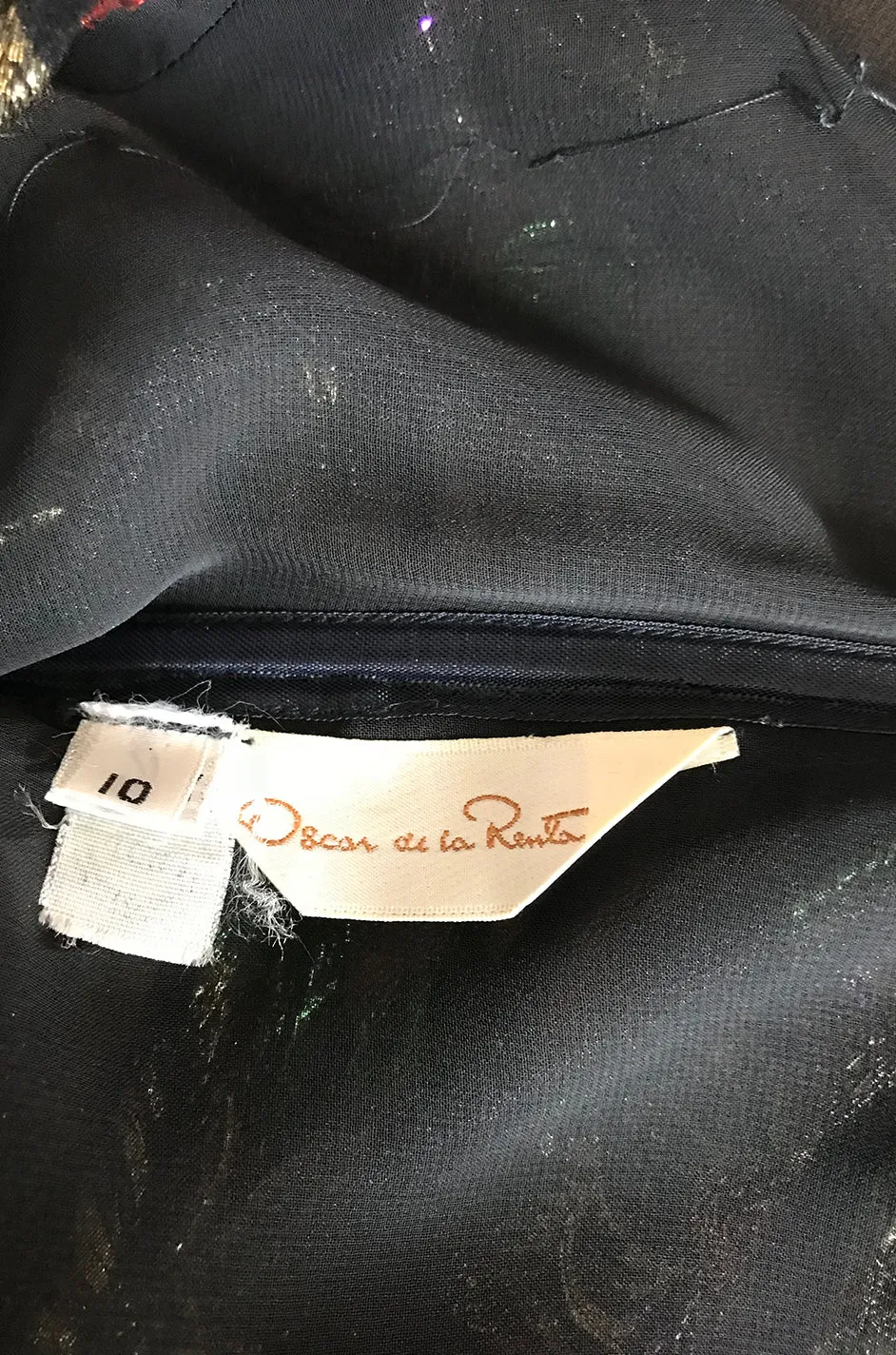 1970s Oscar De La Renta Silk & Vivid Metallic Strapless Dress