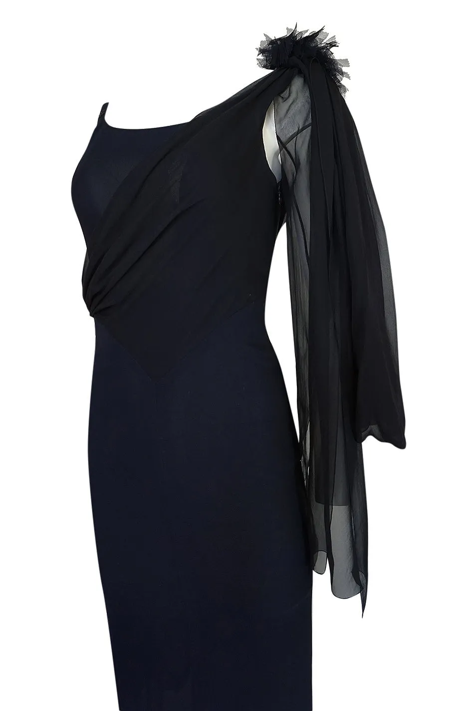 2002 Chanel Cruise Collection Midnight Blue Fitted & Trained Dress