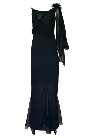 2002 Chanel Cruise Collection Midnight Blue Fitted & Trained Dress