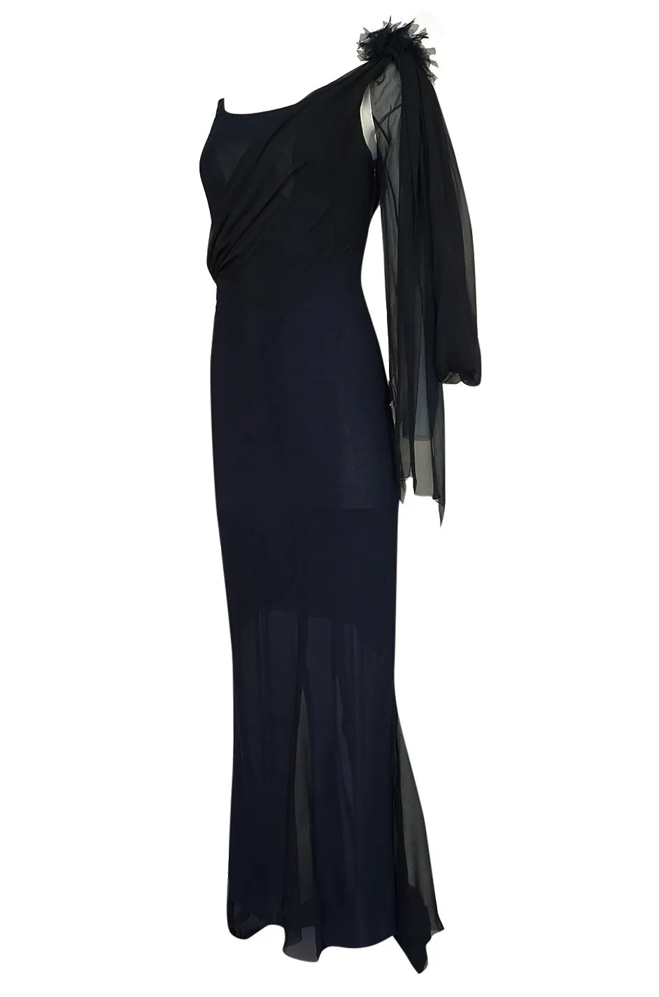 2002 Chanel Cruise Collection Midnight Blue Fitted & Trained Dress