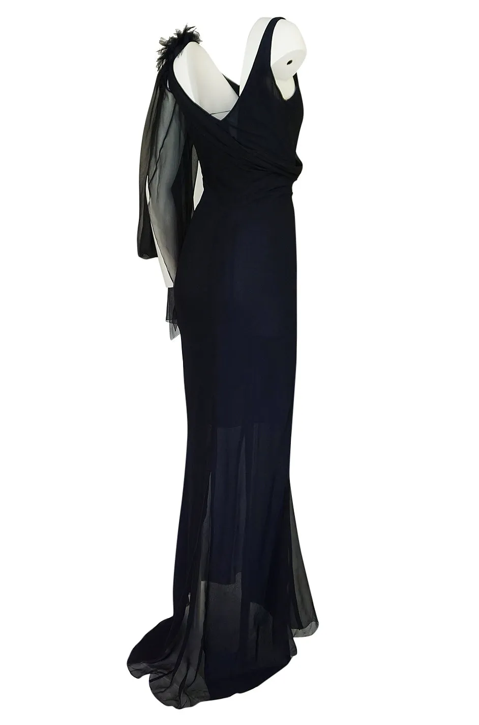 2002 Chanel Cruise Collection Midnight Blue Fitted & Trained Dress