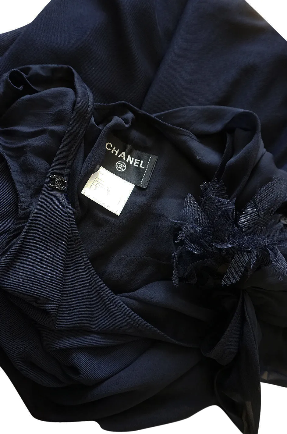 2002 Chanel Cruise Collection Midnight Blue Fitted & Trained Dress
