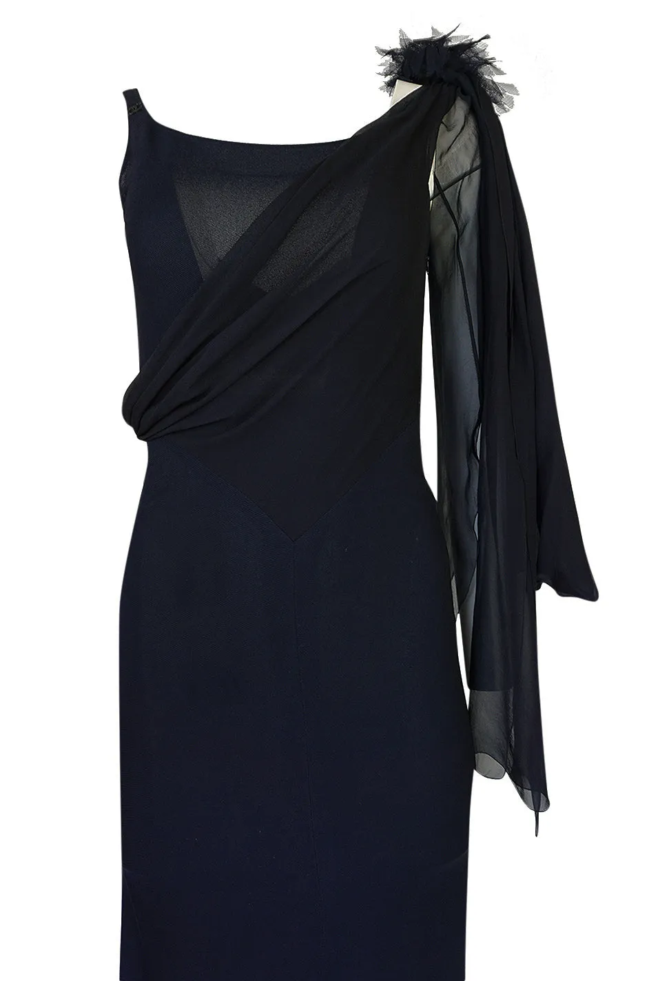 2002 Chanel Cruise Collection Midnight Blue Fitted & Trained Dress
