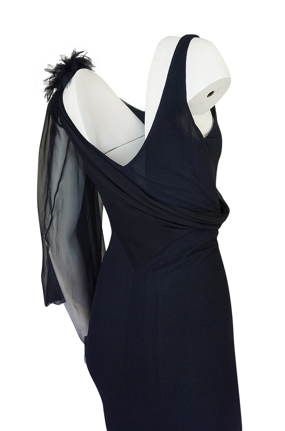 2002 Chanel Cruise Collection Midnight Blue Fitted & Trained Dress