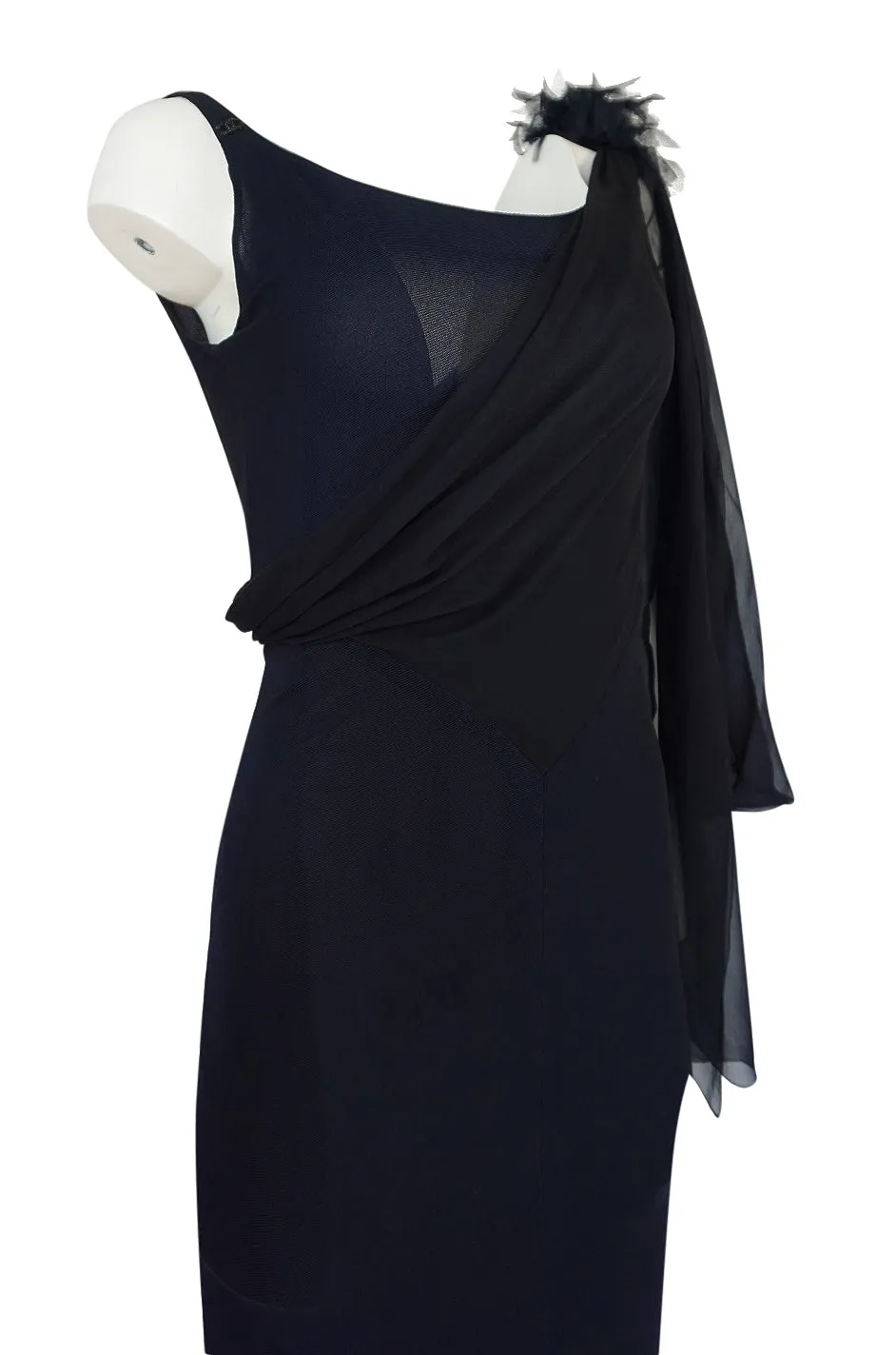 2002 Chanel Cruise Collection Midnight Blue Fitted & Trained Dress
