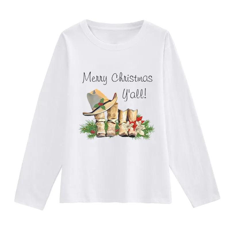 2022 Christmas Cowgirl White T-Shirts