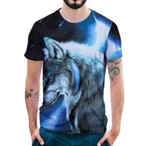3D Star Wolf Printed Casual T-shirts
