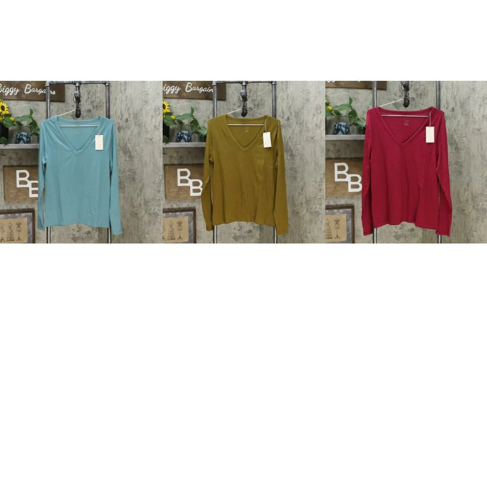 A New Day Women's Fitted Long Sleeve V-Neck T-Shirt