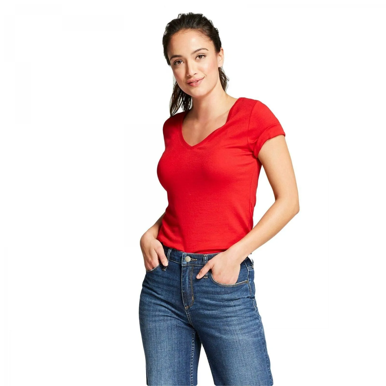 A New Day Women's Fitted Short Sleeve V-Neck T-Shirt