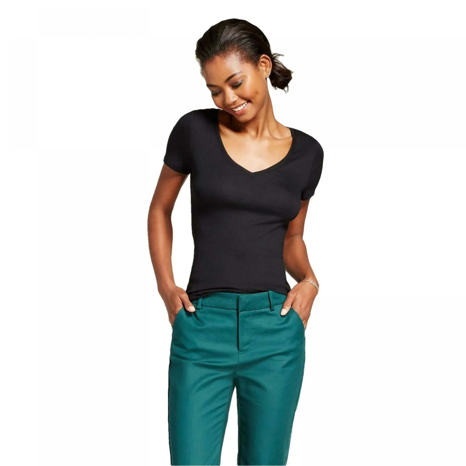 A New Day Women's Fitted Short Sleeve V-Neck T-Shirt