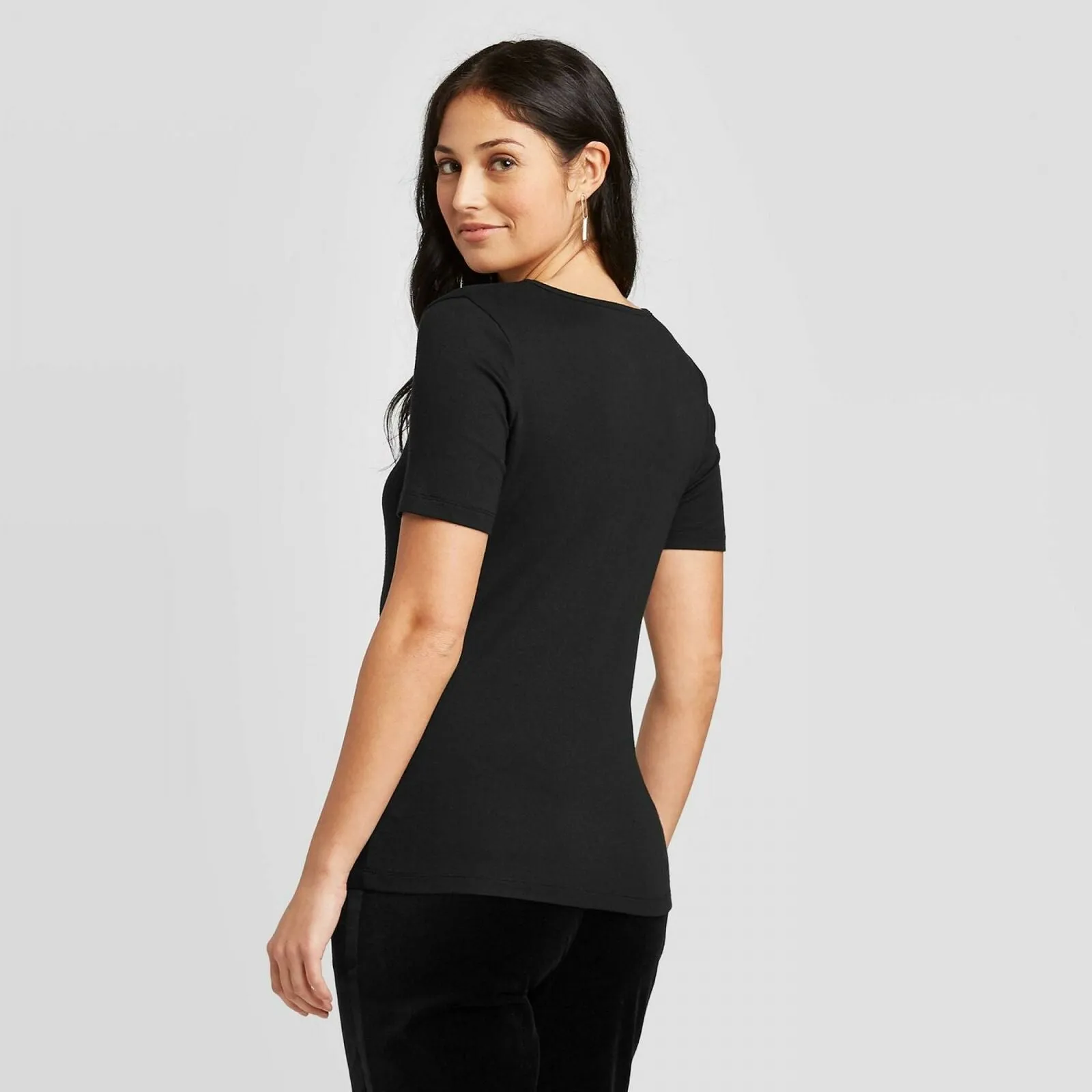 A New Day Women's Short Sleeve V-Neck Fitted T-Shirt