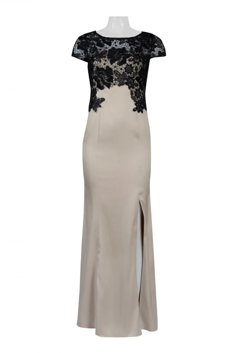Adrianna Papell AP1E201377 Boat Neck Zipper Back Floral Lace Bodice