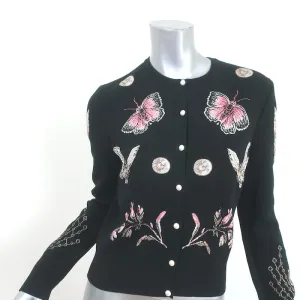 Alexander McQueen Butterfly Crop Cardigan Black Wool-Blend Size Extra Large