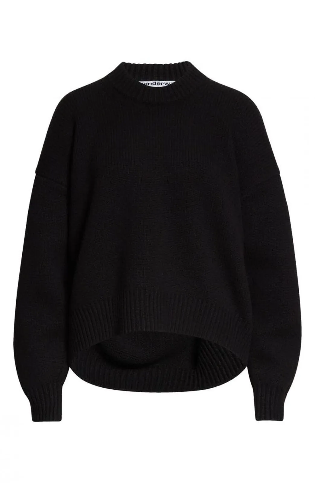 Alexander Wang Womens Rib Merino Wool Blend Mock Neck Sweater Black L