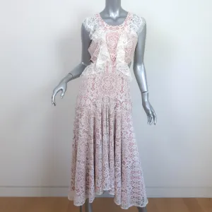 Alexis Cutout Midi Dress Aldridge Ivory Ruffled Lace Size Medium