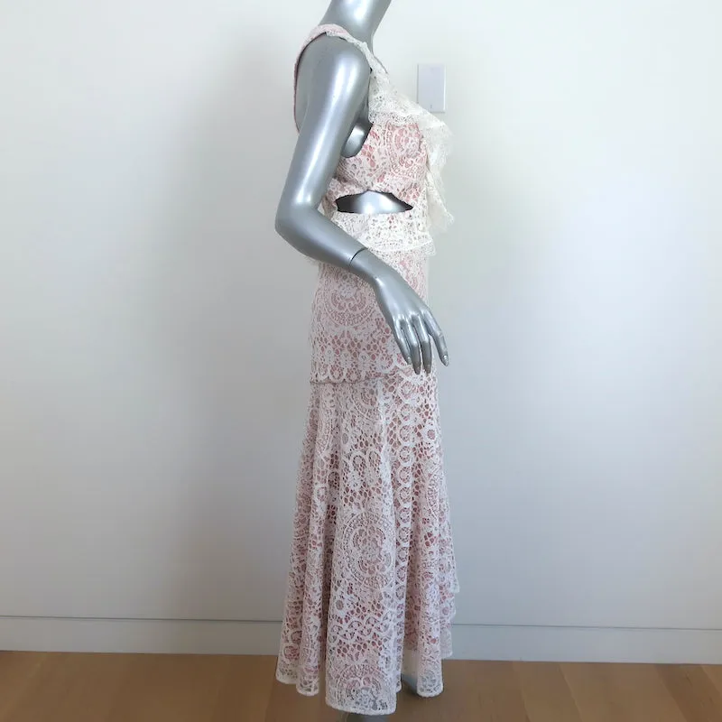 Alexis Cutout Midi Dress Aldridge Ivory Ruffled Lace Size Medium