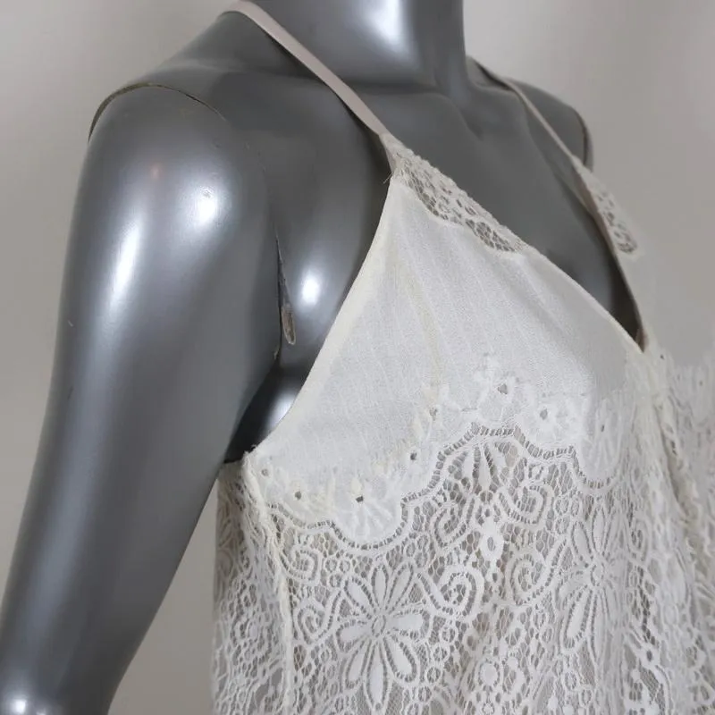 Alice   Olivia Maxi Dress Vandy White Lace-Paneled Satin Size Extra Small