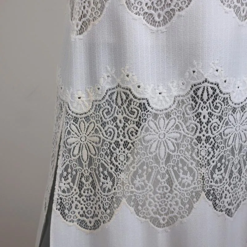 Alice   Olivia Maxi Dress Vandy White Lace-Paneled Satin Size Extra Small