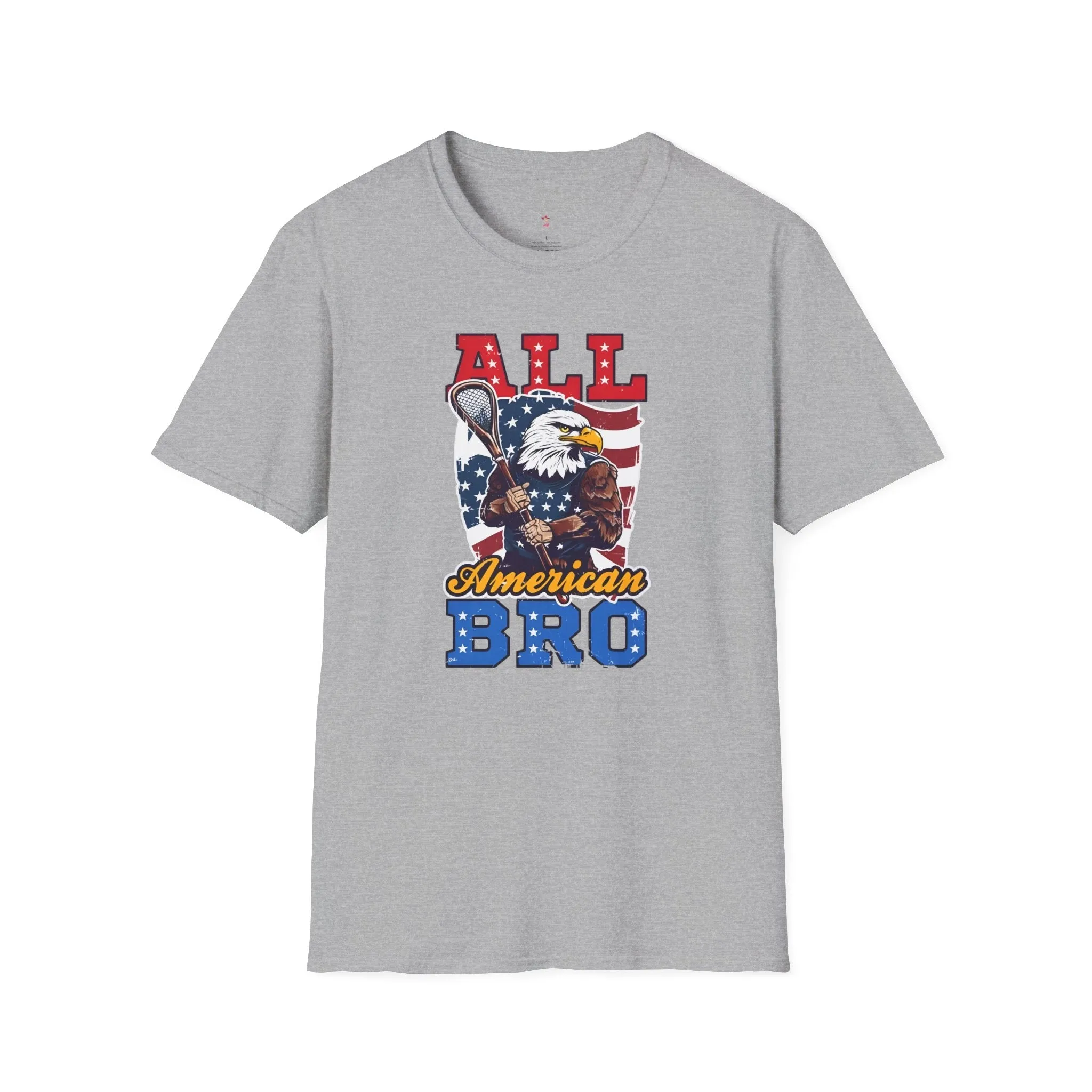 All American Bro, 4th of July, Baseball, Softstyle T-Shirt