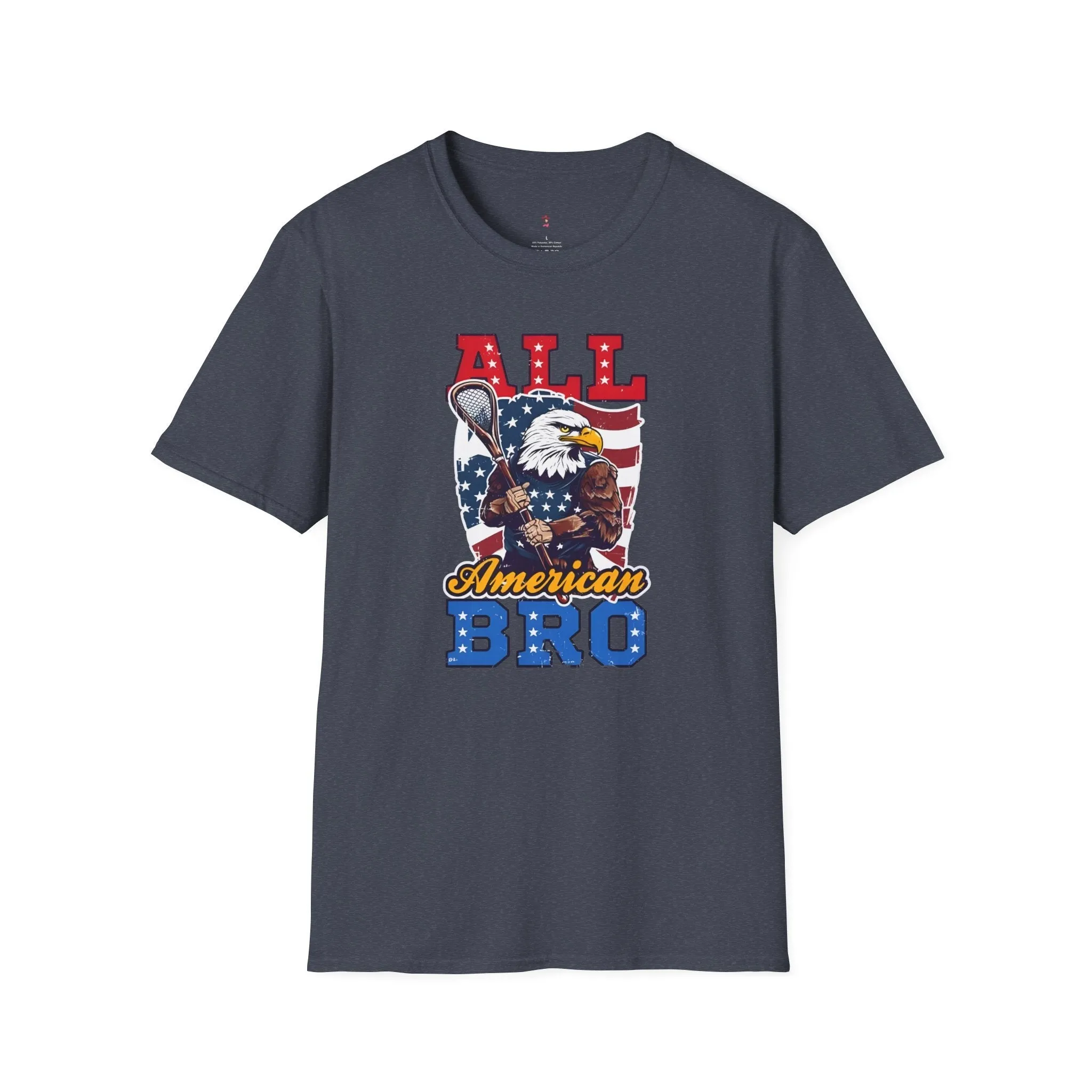 All American Bro, 4th of July, Baseball, Softstyle T-Shirt