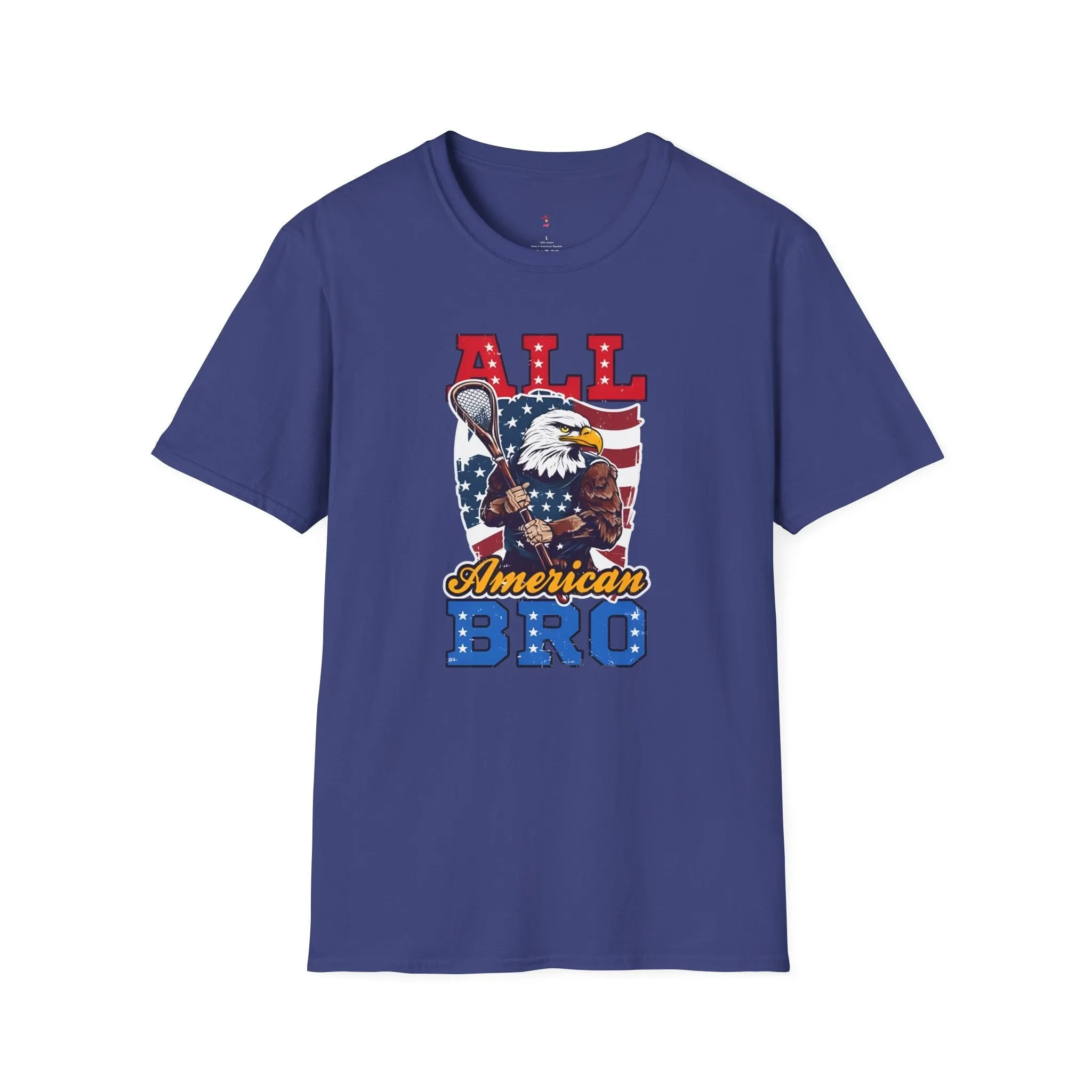 All American Bro, 4th of July, Baseball, Softstyle T-Shirt