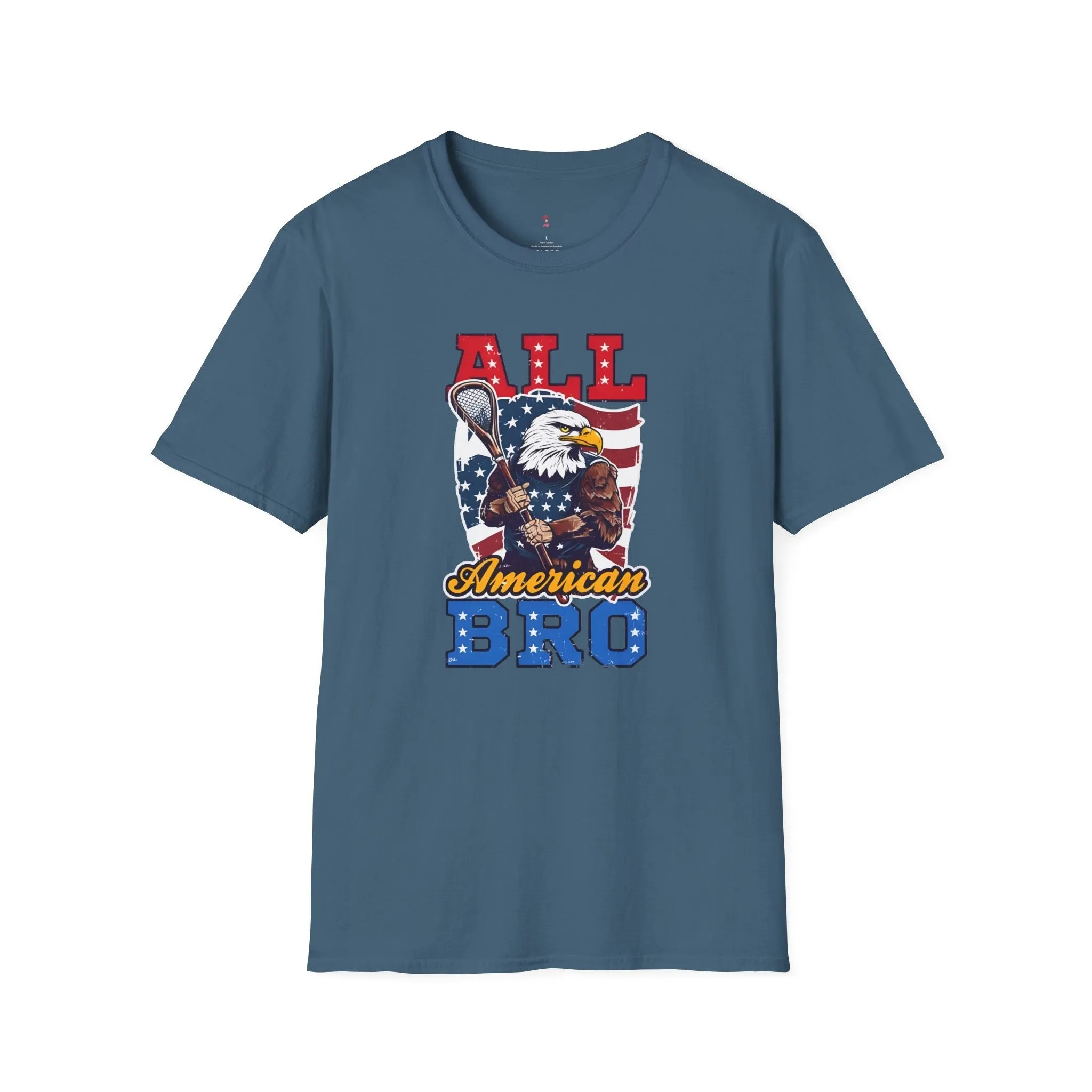 All American Bro, 4th of July, Baseball, Softstyle T-Shirt