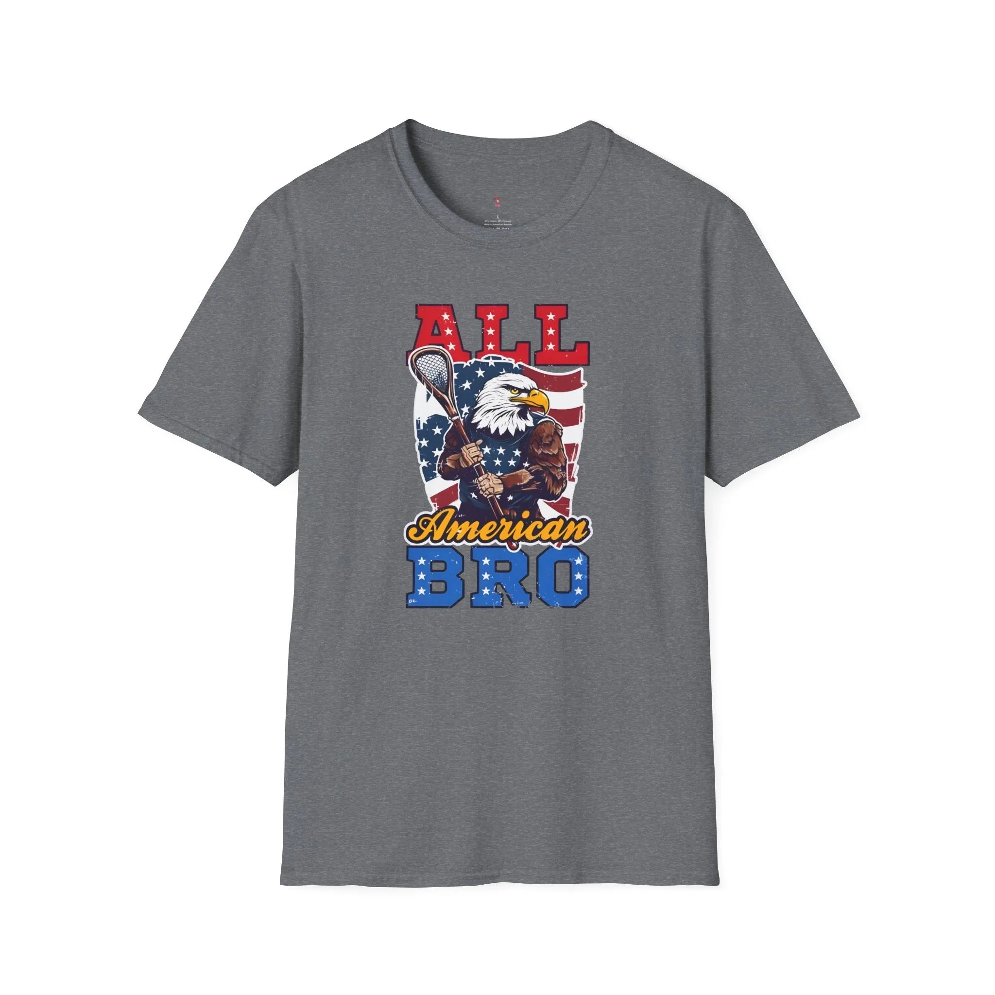 All American Bro, 4th of July, Baseball, Softstyle T-Shirt