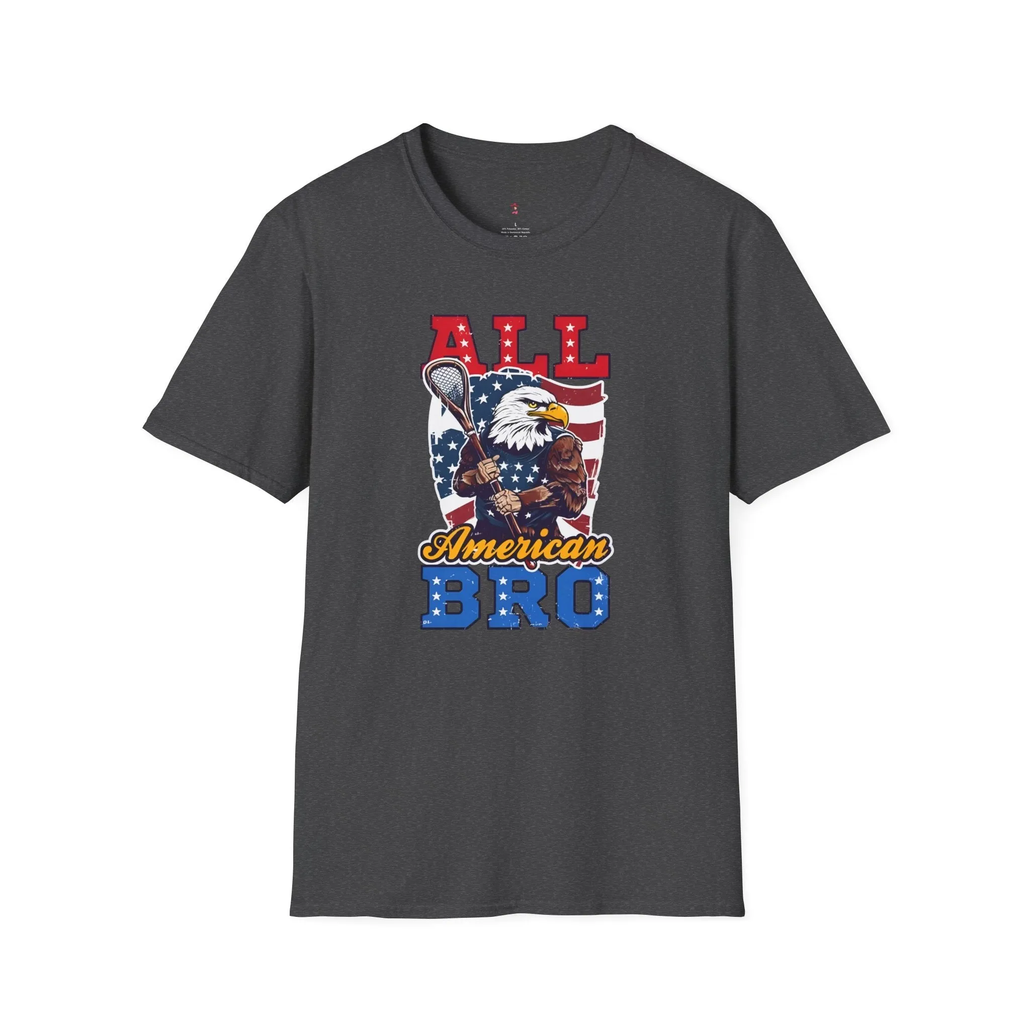 All American Bro, 4th of July, Baseball, Softstyle T-Shirt