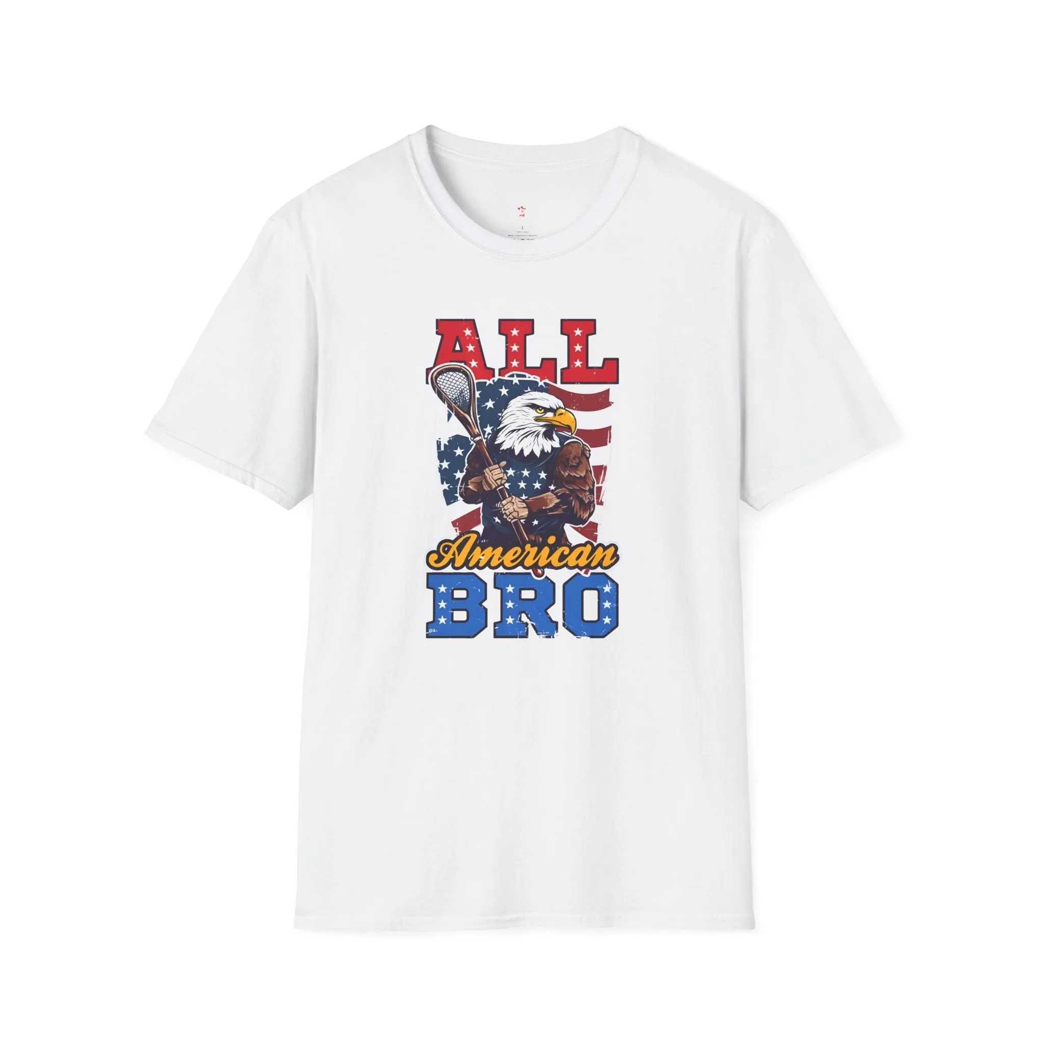 All American Bro, 4th of July, Baseball, Softstyle T-Shirt