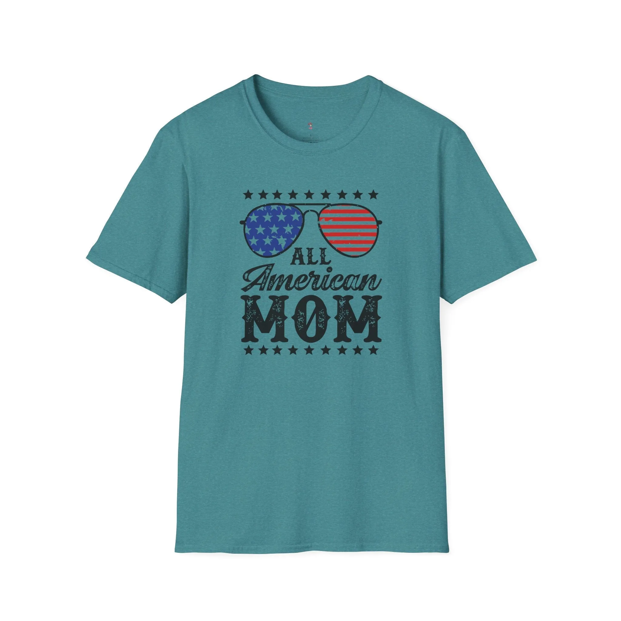 All American Mom Tee, 4th of July, Cool Mom, Softstyle T-Shirt