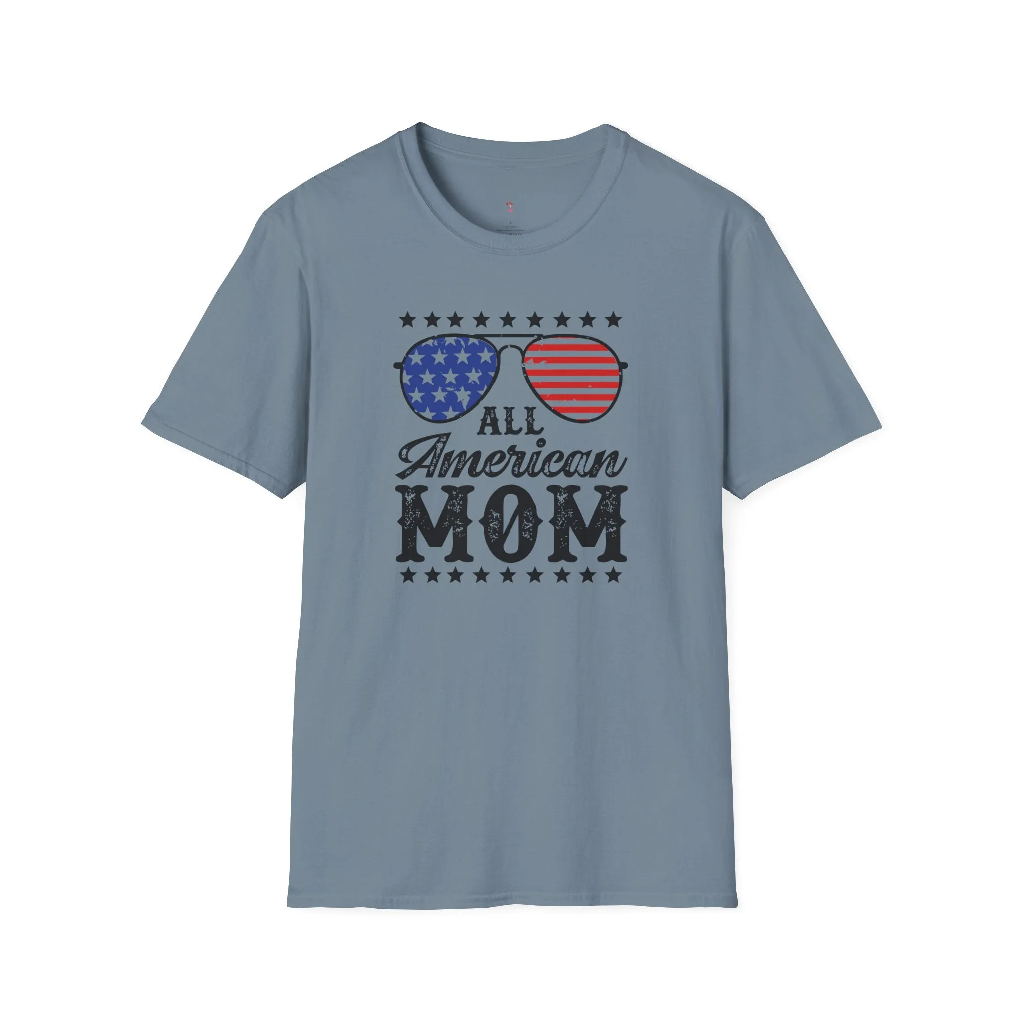 All American Mom Tee, 4th of July, Cool Mom, Softstyle T-Shirt