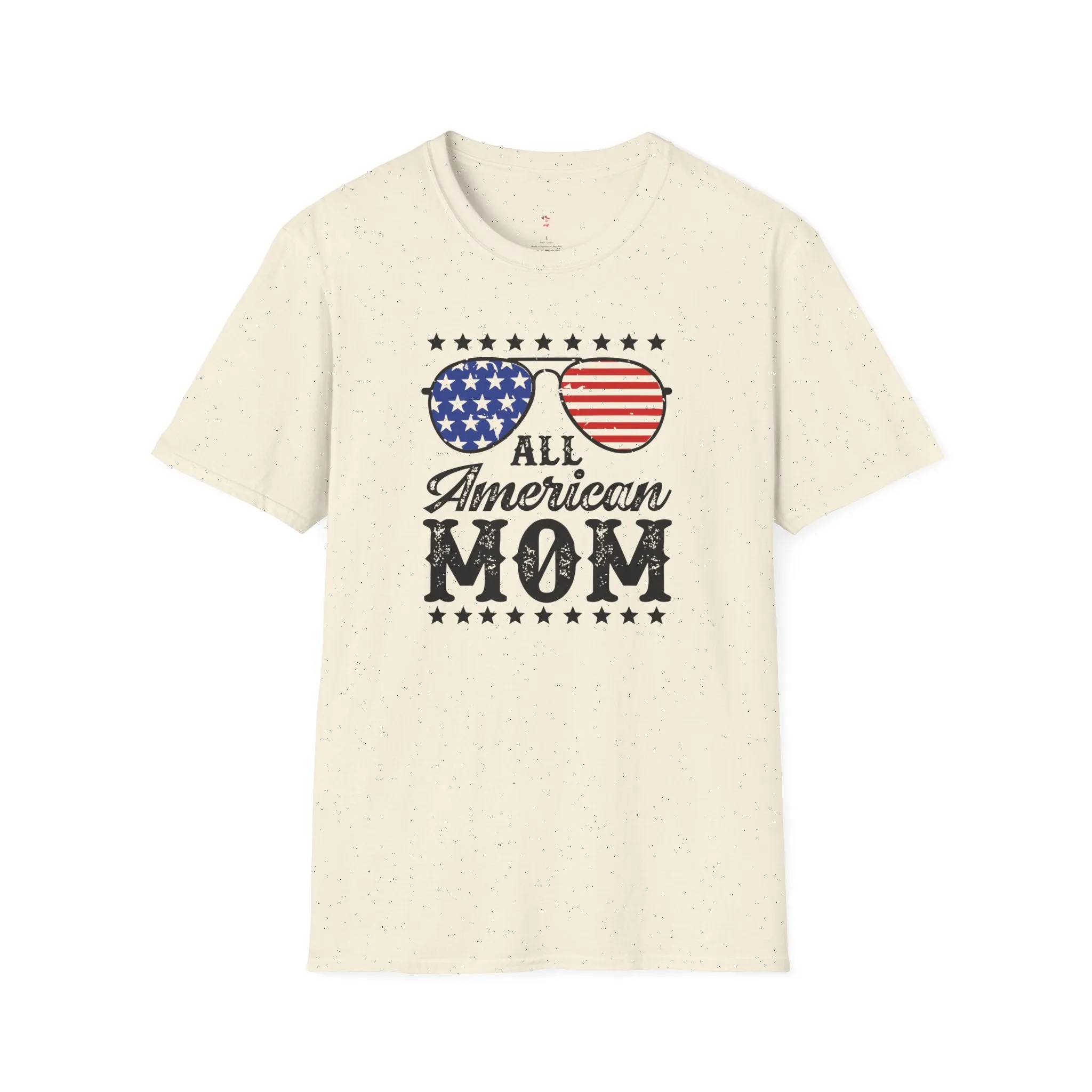 All American Mom Tee, 4th of July, Cool Mom, Softstyle T-Shirt
