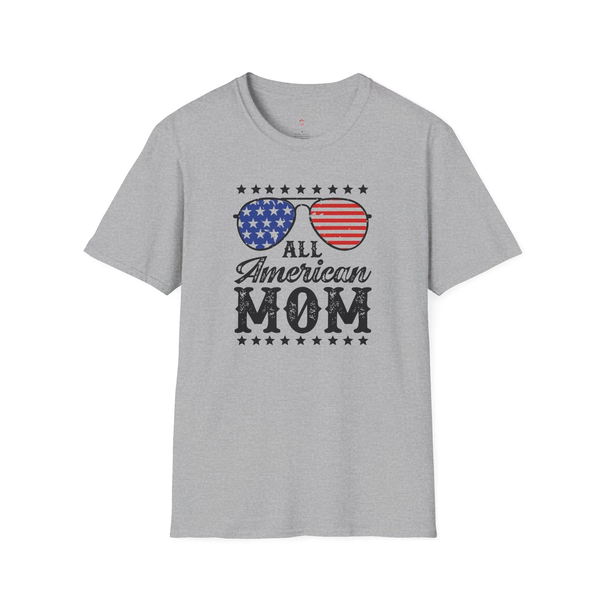 All American Mom Tee, 4th of July, Cool Mom, Softstyle T-Shirt