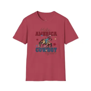 America Cowboy Again, 4th of July, Cowboy, Western, Softstyle T-Shirt