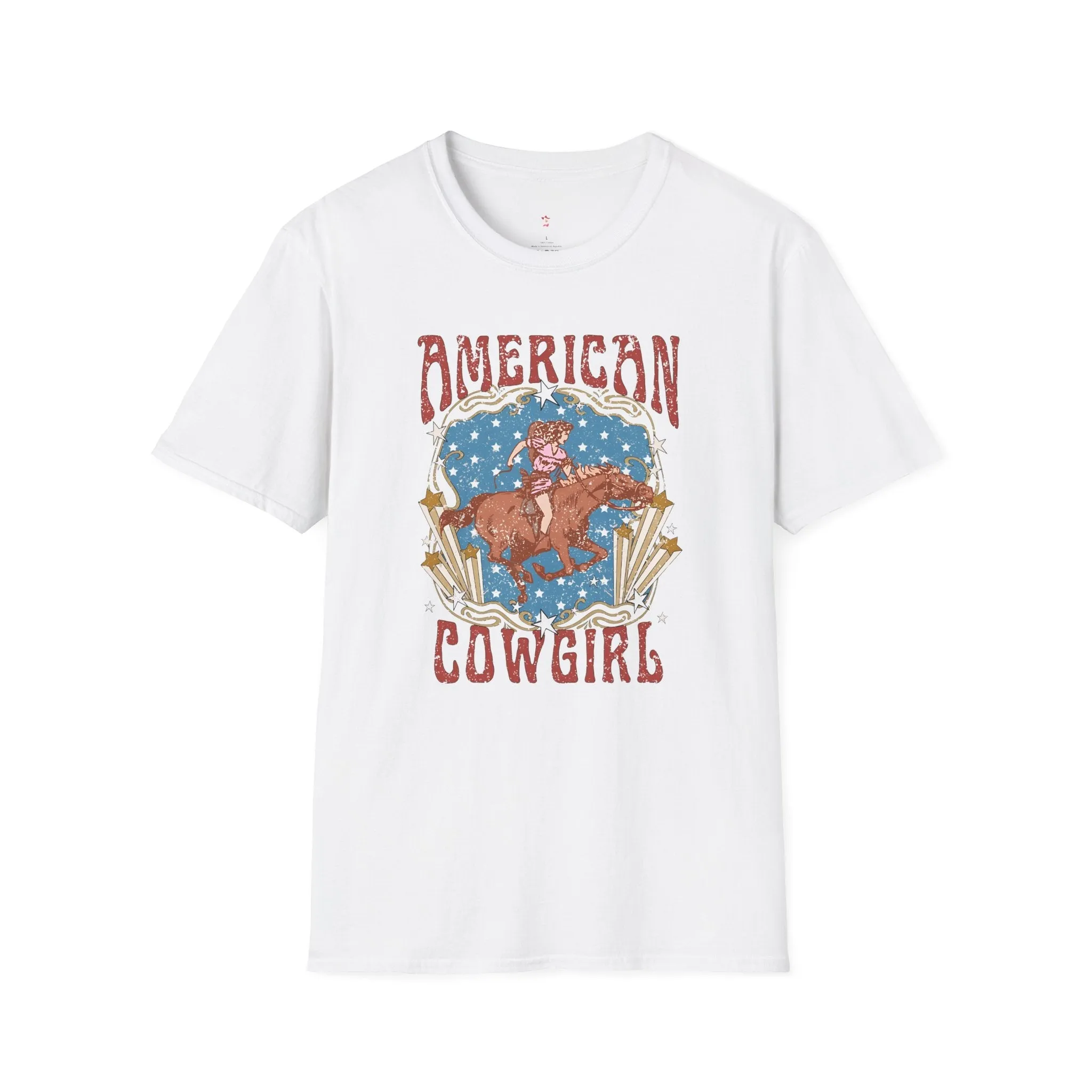 American Cowgirl Tee, 4th of July, Western, Softstyle T-Shirt