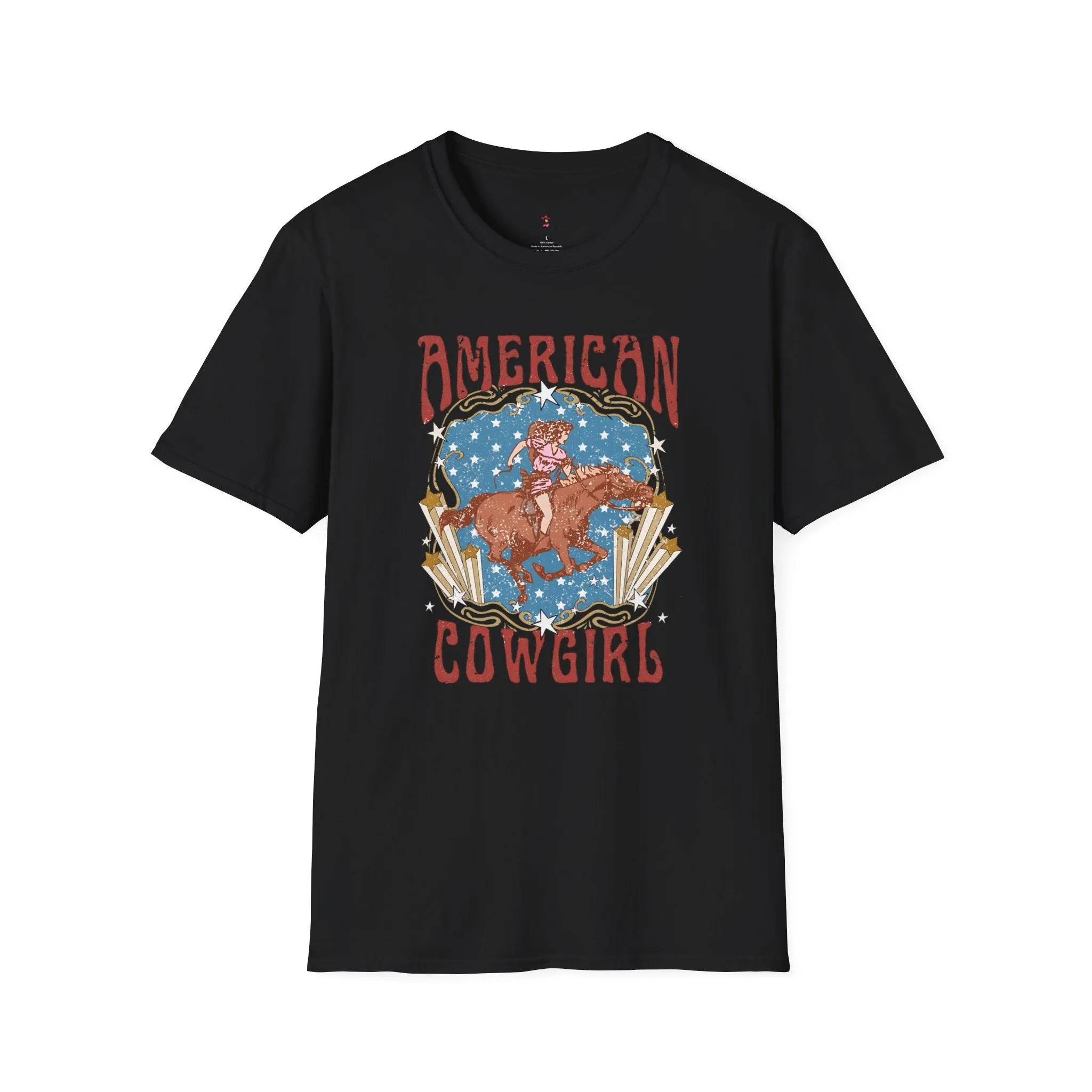 American Cowgirl Tee, 4th of July, Western, Softstyle T-Shirt