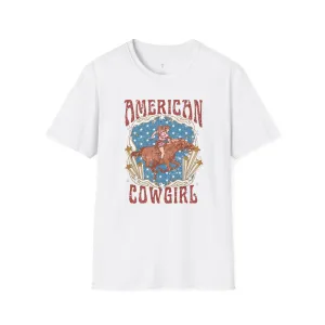 American Cowgirl Tee, 4th of July, Western, Softstyle T-Shirt