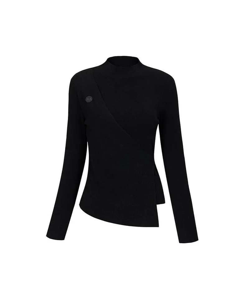 Anell Golf Layered Slit Knit Top - Black