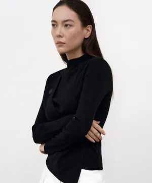 Anell Golf Layered Slit Knit Top - Black