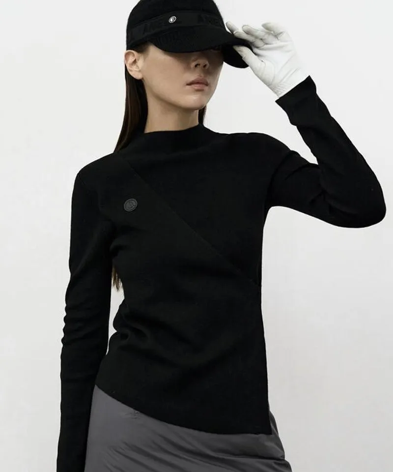 Anell Golf Layered Slit Knit Top - Black
