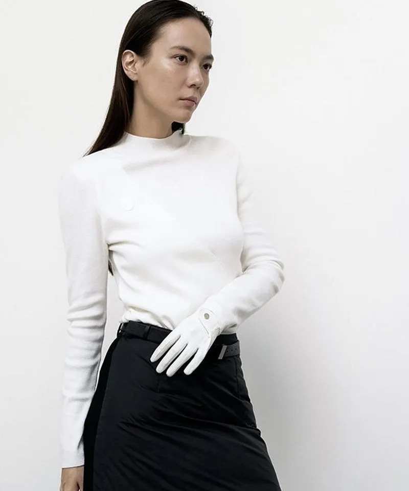 Anell Golf Layered Slit Knit Top - Ivory