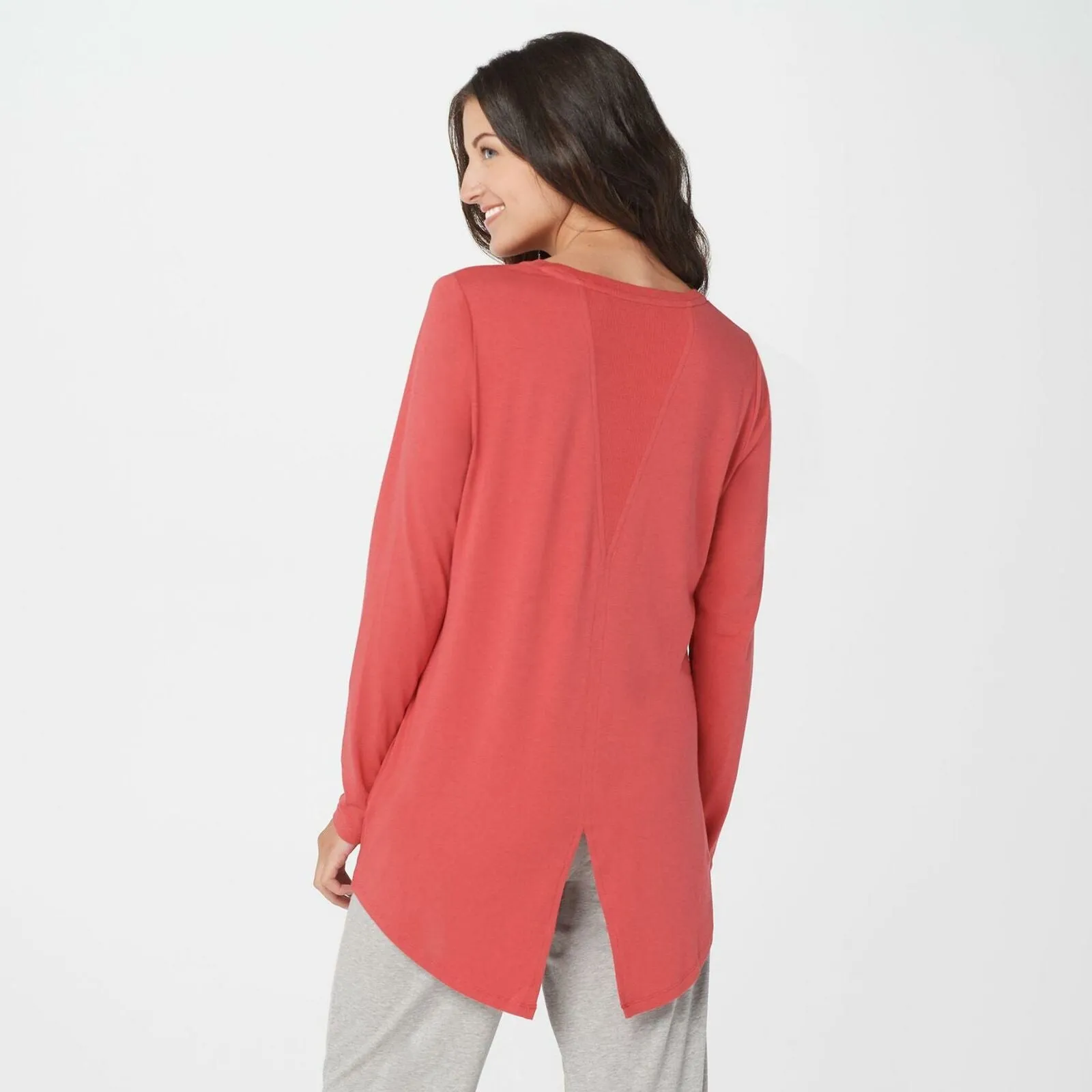 AnyBody Women's Split Back Long Sleeve Cozy Knit Top